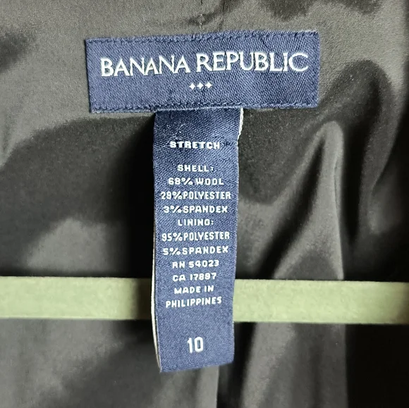 Banana Republic Black Blazer Wool Blend Suit Jacket Stretch Size 10 Office Caree - Picture 4 of 6